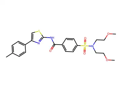 4-[bis(2-methoxyethyl)sulfamoyl]-N-[4-(4-methylphenyl)-1,3-thiazol-2-yl]benzamide structure