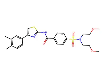 4-[bis(2-methoxyethyl)sulfamoyl]-N-[4-(3,4-dimethylphenyl)-1,3-thiazol-2-yl]benzamide structure