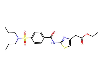 ethyl 2-(2-(4-(N,N-dipropylsulfamoyl)benzamido)thiazol-4-yl)acetate structure