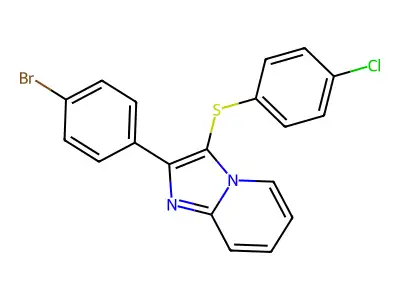 2-(4-Bromophenyl)-3-((4-chlorophenyl)thio)imidazo[1,2-a]pyridine structure