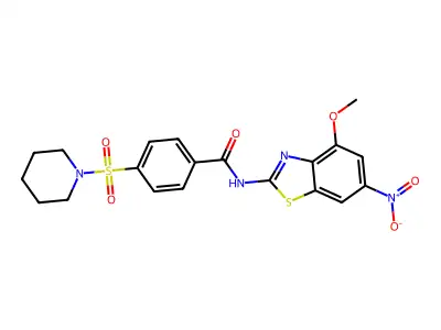 N-(4-methoxy-6-nitrobenzo[d]thiazol-2-yl)-4-(piperidin-1-ylsulfonyl)benzamide structure