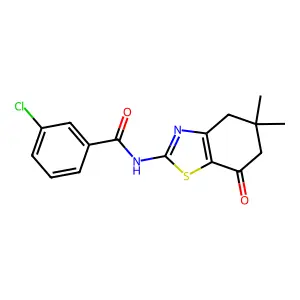 3-chloro-N-(5,5-dimethyl-7-oxo-4,5,6,7-tetrahydro-1,3-benzothiazol-2-yl)benzamide structure