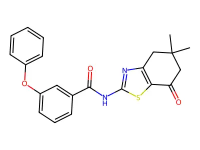 N-(5,5-dimethyl-7-oxo-4,5,6,7-tetrahydrobenzo[d]thiazol-2-yl)-3-phenoxybenzamide structure