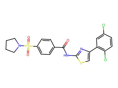 N-(4-(2,5-dichlorophenyl)thiazol-2-yl)-4-(pyrrolidin-1-ylsulfonyl)benzamide structure