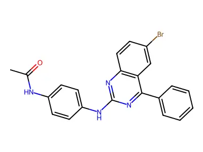 N-{4-[(6-bromo-4-phenylquinazolin-2-yl)amino]phenyl}acetamide structure