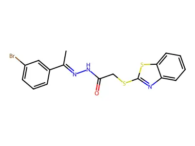 (Z)-2-(benzo[d]thiazol-2-ylthio)-N'-(1-(3-bromophenyl)ethylidene)acetohydrazide structure