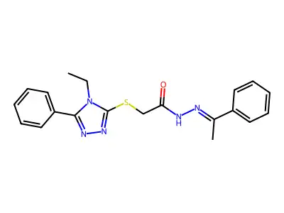 2-((4-ET-5-PH-4H-1,2,4-Triazol-3-YL)thio)-N'-(1-phenylethylidene)acetohydrazide structure