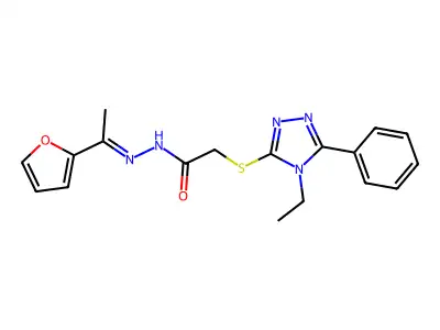 2((4-ET-5-PH-4H-1,2,4-Triazol-3-YL)thio)N'-(1-(2-furyl)ethylidene)acetohydrazide structure