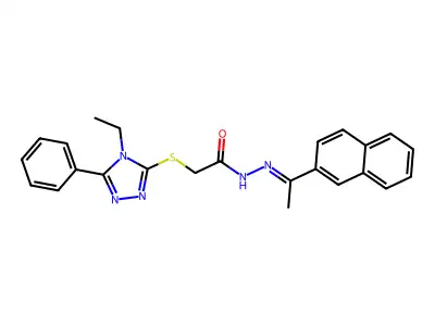 2-[(4-ethyl-5-phenyl-1,2,4-triazol-3-yl)sulfanyl]-N-[(Z)-1-naphthalen-2-ylethylideneamino]acetamide structure