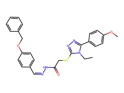 N'-{(E)-[4-(benzyloxy)phenyl]methylidene}-2-{[4-ethyl-5-(4-methoxyphenyl)-4H-1,2,4-triazol-3-yl]sulfanyl}acetohydrazide structure