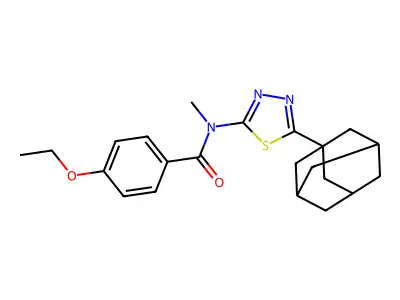 N-[5-(1-adamantyl)-1,3,4-thiadiazol-2-yl]-4-ethoxy-N-methylbenzamide structure
