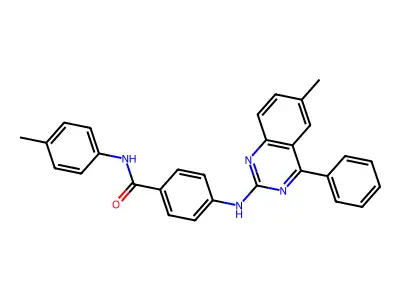 4-((6-methyl-4-phenylquinazolin-2-yl)amino)-N-(p-tolyl)benzamide structure