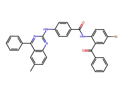 N-(2-benzoyl-4-bromophenyl)-4-[(6-methyl-4-phenylquinazolin-2-yl)amino]benzamide structure