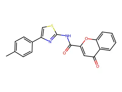 4-oxo-N-(4-(p-tolyl)thiazol-2-yl)-4H-chromene-2-carboxamide structure