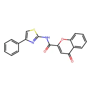 4-oxo-N-(4-phenylthiazol-2-yl)-4H-chromene-2-carboxamide structure