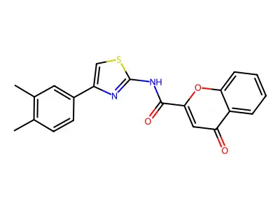 N-[4-(3,4-dimethylphenyl)-1,3-thiazol-2-yl]-4-oxo-4H-chromene-2-carboxamide structure