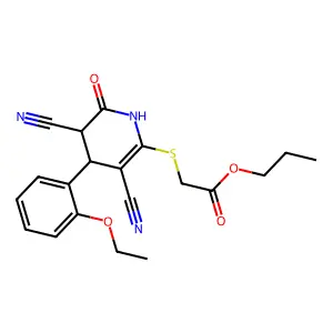propyl 2-[[3,5-dicyano-4-(2-ethoxyphenyl)-2-oxo-3,4-dihydro-1H-pyridin-6-yl]sulfanyl]acetate structure