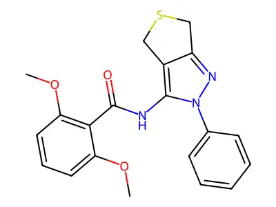 2,6-dimethoxy-N-(2-phenyl-4,6-dihydro-2H-thieno[3,4-c]pyrazol-3-yl)benzamide structure
