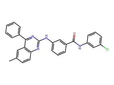 N-(3-chlorophenyl)-3-[(6-methyl-4-phenylquinazolin-2-yl)amino]benzamide structure