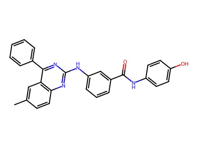 N-(4-hydroxyphenyl)-3-[(6-methyl-4-phenylquinazolin-2-yl)amino]benzamide structure
