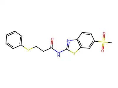N-(6-(methylsulfonyl)benzo[d]thiazol-2-yl)-3-(phenylthio)propanamide structure