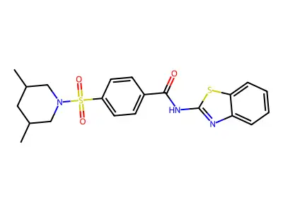 N-(benzo[d]thiazol-2-yl)-4-((3,5-dimethylpiperidin-1-yl)sulfonyl)benzamide structure