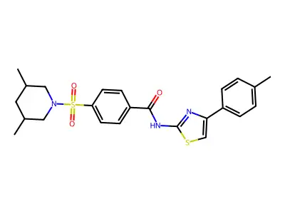 4-((3,5-dimethylpiperidin-1-yl)sulfonyl)-N-(4-(p-tolyl)thiazol-2-yl)benzamide structure