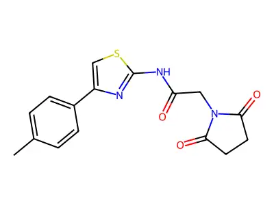 2-(2,5-dioxopyrrolidin-1-yl)-N-[4-(4-methylphenyl)-1,3-thiazol-2-yl]acetamide structure