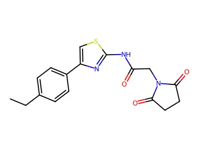 2-(2,5-dioxopyrrolidin-1-yl)-N-[4-(4-ethylphenyl)-1,3-thiazol-2-yl]acetamide structure