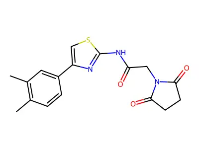 N-[4-(3,4-dimethylphenyl)-1,3-thiazol-2-yl]-2-(2,5-dioxopyrrolidin-1-yl)acetamide structure