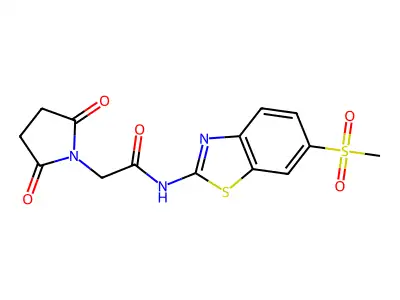 2-(2,5-dioxopyrrolidin-1-yl)-N-(6-(methylsulfonyl)benzo[d]thiazol-2-yl)acetamide structure