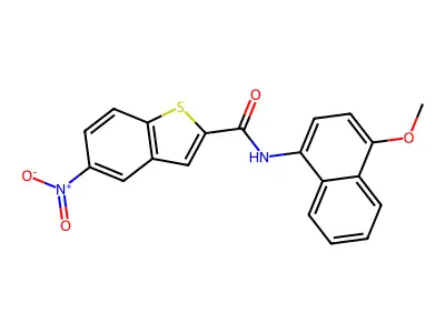 N-(4-methoxynaphthalen-1-yl)-5-nitro-1-benzothiophene-2-carboxamide structure
