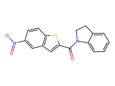 Indolin-1-yl(5-nitrobenzo[b]thiophen-2-yl)methanone structure