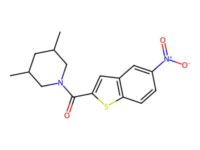 (3,5-Dimethylpiperidin-1-yl)(5-nitrobenzo[b]thiophen-2-yl)methanone structure