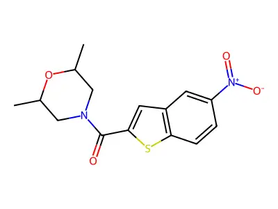 (2,6-Dimethylmorpholino)(5-nitro-1-benzothiophen-2-yl)methanone structure