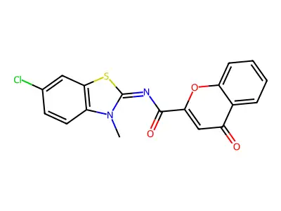 N-(6-chloro-3-methyl-1,3-benzothiazol-2-ylidene)-4-oxochromene-2-carboxamide structure