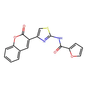 N-[4-(2-oxo-2H-chromen-3-yl)-1,3-thiazol-2-yl]furan-2-carboxamide structure