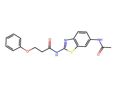N-(6-acetamido-1,3-benzothiazol-2-yl)-3-phenoxypropanamide structure