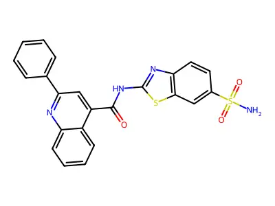 2-phenyl-N-(6-sulfamoyl-1,3-benzothiazol-2-yl)quinoline-4-carboxamide structure
