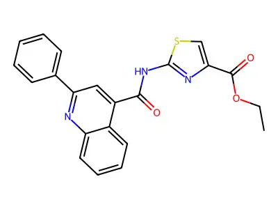 Ethyl 2-(2-phenylquinoline-4-carboxamido)thiazole-4-carboxylate structure