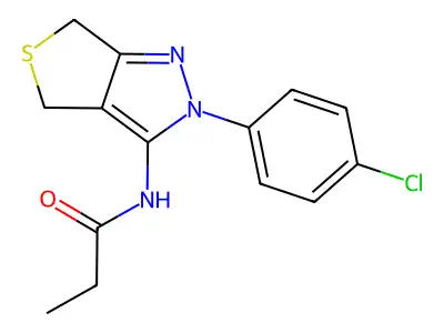 N-[2-(4-chlorophenyl)-4,6-dihydrothieno[3,4-c]pyrazol-3-yl]propanamide structure