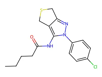 N-(2-(4-chlorophenyl)-4,6-dihydro-2H-thieno[3,4-c]pyrazol-3-yl)pentanamide structure