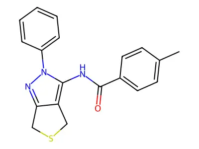 4-methyl-N-(2-phenyl-4,6-dihydro-2H-thieno[3,4-c]pyrazol-3-yl)benzamide structure