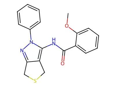 2-methoxy-N-(2-phenyl-4,6-dihydrothieno[3,4-c]pyrazol-3-yl)benzamide structure