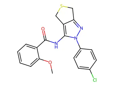 N-[2-(4-chlorophenyl)-4,6-dihydrothieno[3,4-c]pyrazol-3-yl]-2-methoxybenzamide structure