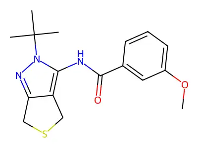 N-(2-tert-butyl-4,6-dihydrothieno[3,4-c]pyrazol-3-yl)-3-methoxybenzamide structure