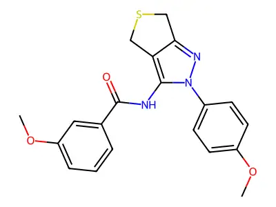 3-methoxy-N-[2-(4-methoxyphenyl)-4,6-dihydrothieno[3,4-c]pyrazol-3-yl]benzamide structure