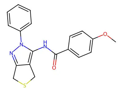 4-methoxy-N-(2-phenyl-4,6-dihydrothieno[3,4-c]pyrazol-3-yl)benzamide structure