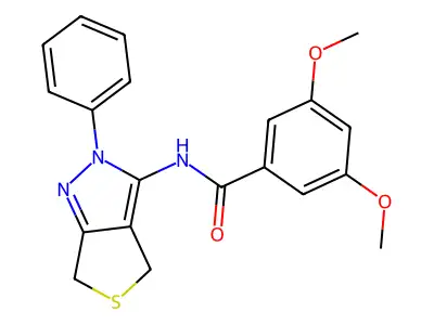 3,5-dimethoxy-N-(2-phenyl-4,6-dihydro-2H-thieno[3,4-c]pyrazol-3-yl)benzamide structure