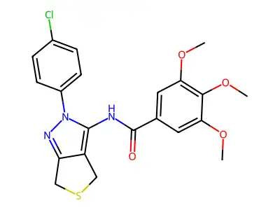 N-(2-(4-chlorophenyl)-4,6-dihydro-2H-thieno[3,4-c]pyrazol-3-yl)-3,4,5-trimethoxybenzamide structure